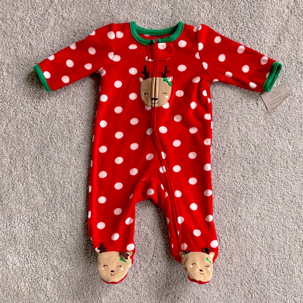 Carter’s - Christmas Footie Pajamas - Red - Size 3 months